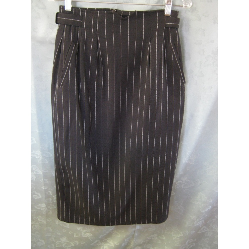 JRT Skirt Size 6 High Waist Black Pinstripe Fully Lined Back Zip